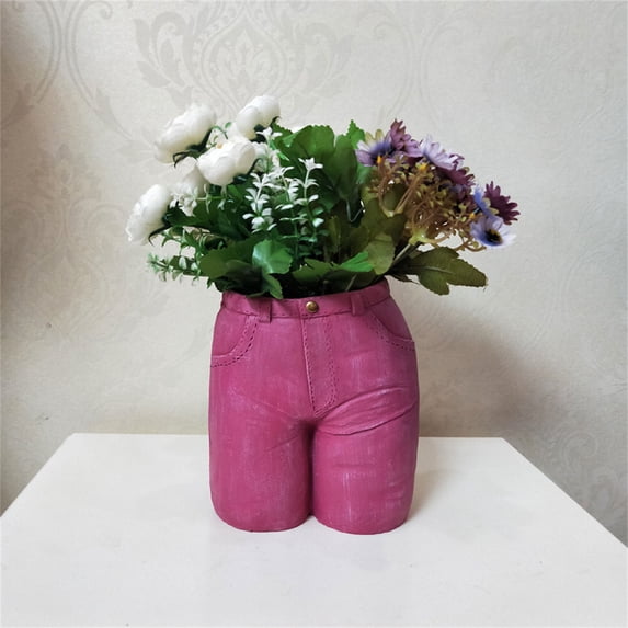 TONGYIJIA Resin Jeans Vase, Denim Shaped Flower Pot, Novelty Spring Decor Vase, Creative Tabletop Centerpiece, Unique Accent Piece For Living Room Or Dining Table