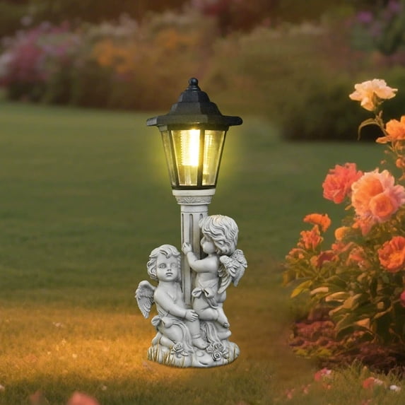 TONGYIJIA Solar Light, Roman Column Outdoor Solar Light, Garden Angel Statue with Solar Powered Lamp, Pathway Decoration, Waterproof Porch Light for Yard Patio