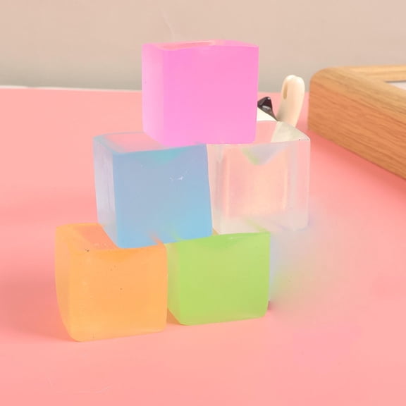 TONGYIJIA Squeeze Toys, Ice Stress Balls Set of 5, Soft Colorful Crystal Jelly Cubes, Sensory Fidget Toys Squeeze for Anxiety Relief, Adults, Desk