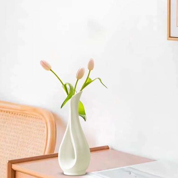TONGYIJIA Unbreakable Vase, Plastic Vase Resembling Ceramic, Sturdy Decoration Vase For Artificial and Fresh Flowers, For Living Room, Bookshelf, Party Decor