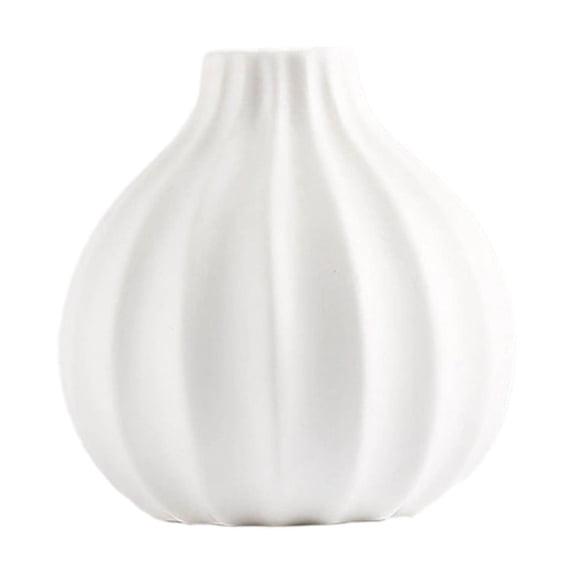 TONGYIJIA White Ceramic Vase, Spring Decor Set with Fake Flowers, Simple Tabletop Planter For Wedding and Living Room