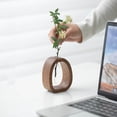 thumbnail image 1 of TONGYIJIA Wood and Glass Vase, Solid Walnut Holder with Glass Insert, Modern Flower Arrangement Vase, Natural Spring Decor Centerpiece, Tabletop Accent, 1 of 6