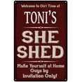 thumbnail image 1 of TONI'S She Shed Red Sign Gift Lady Cave 12x18 Metal Sign 112180088294, 1 of 1