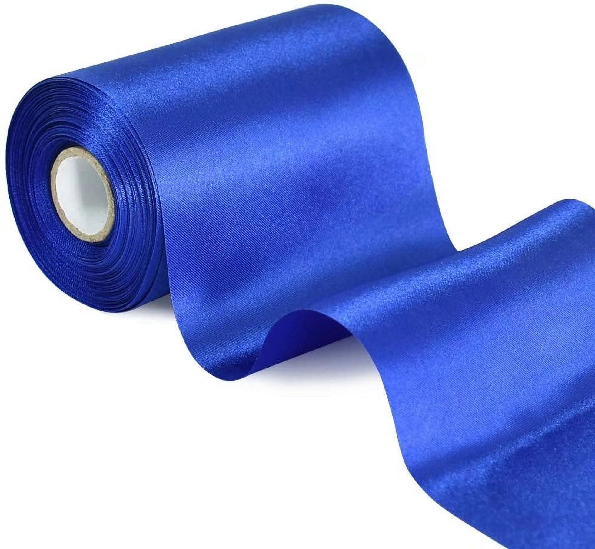 TONIFUL 4 Inch x 22yd Wide Royal Blue Satin Ribbon Solid Fabric Large ...