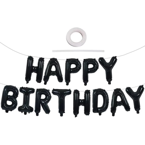 Mylar Signs TONIFUL Black Happy Birthday Balloons Banner, 16 inch Mylar Foil ...