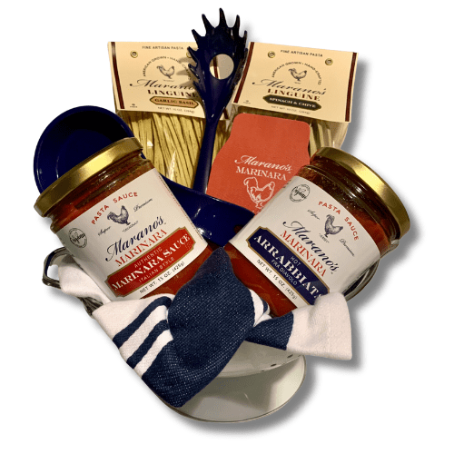 TONIGHT WE PASTA! Signature Gourmet 'Blue' Gift Basket from Marano Foods, Premium Marinara Sauces, Artisan Pastas, Chefs Quality Kitchen Favorites  Send an unforgettable Gift to Food Lovers