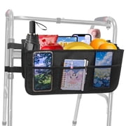 TONINT Walker Basket Walker Bag Water Cup Holder.Walker Basket for Foldable Walker,Storage Bag Strap Attachment Organizer Pouch with Cup Holder and Dustproof Lids