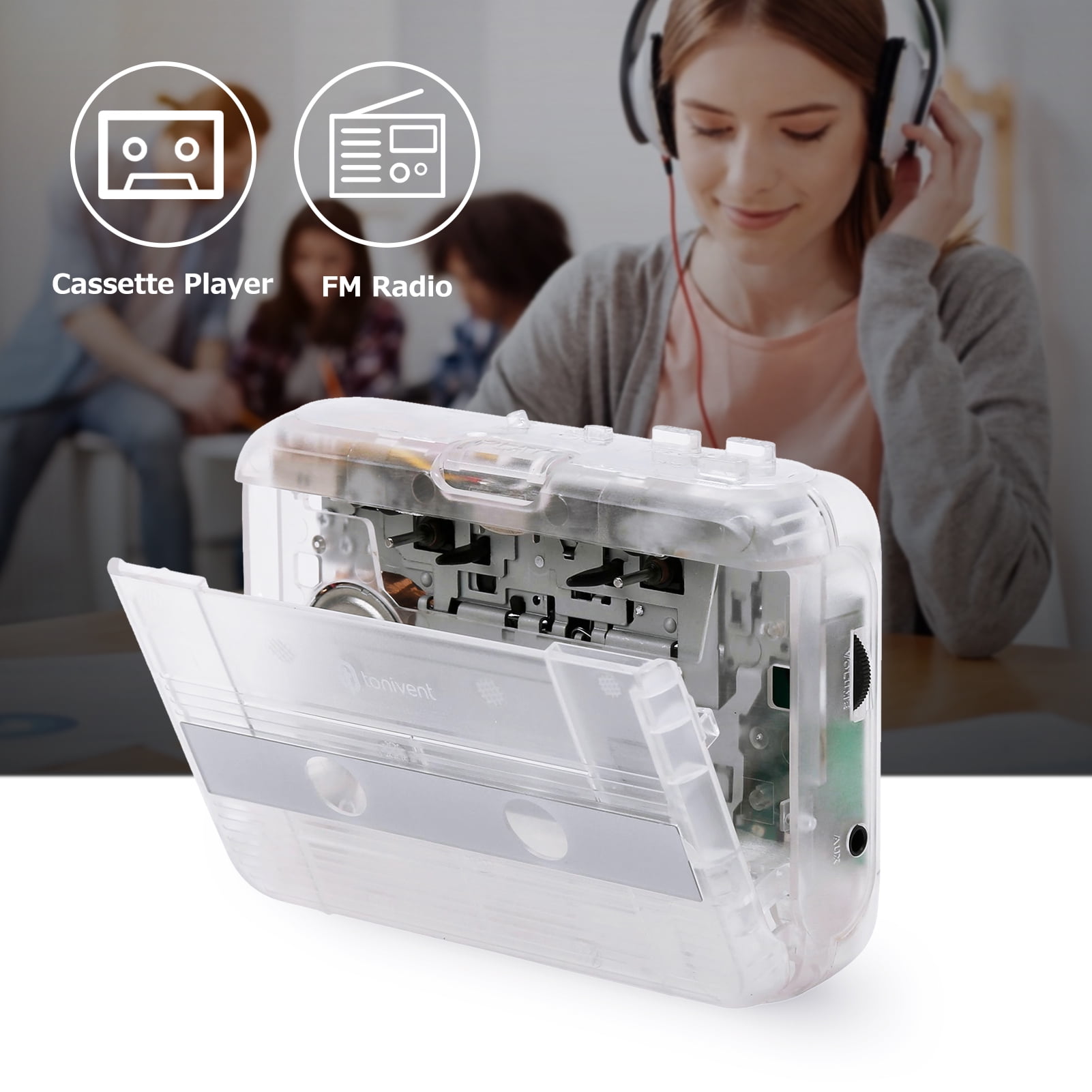 TONIVENT Cassette player,3.5mm AUX Input Cassette Player Stereo Tape