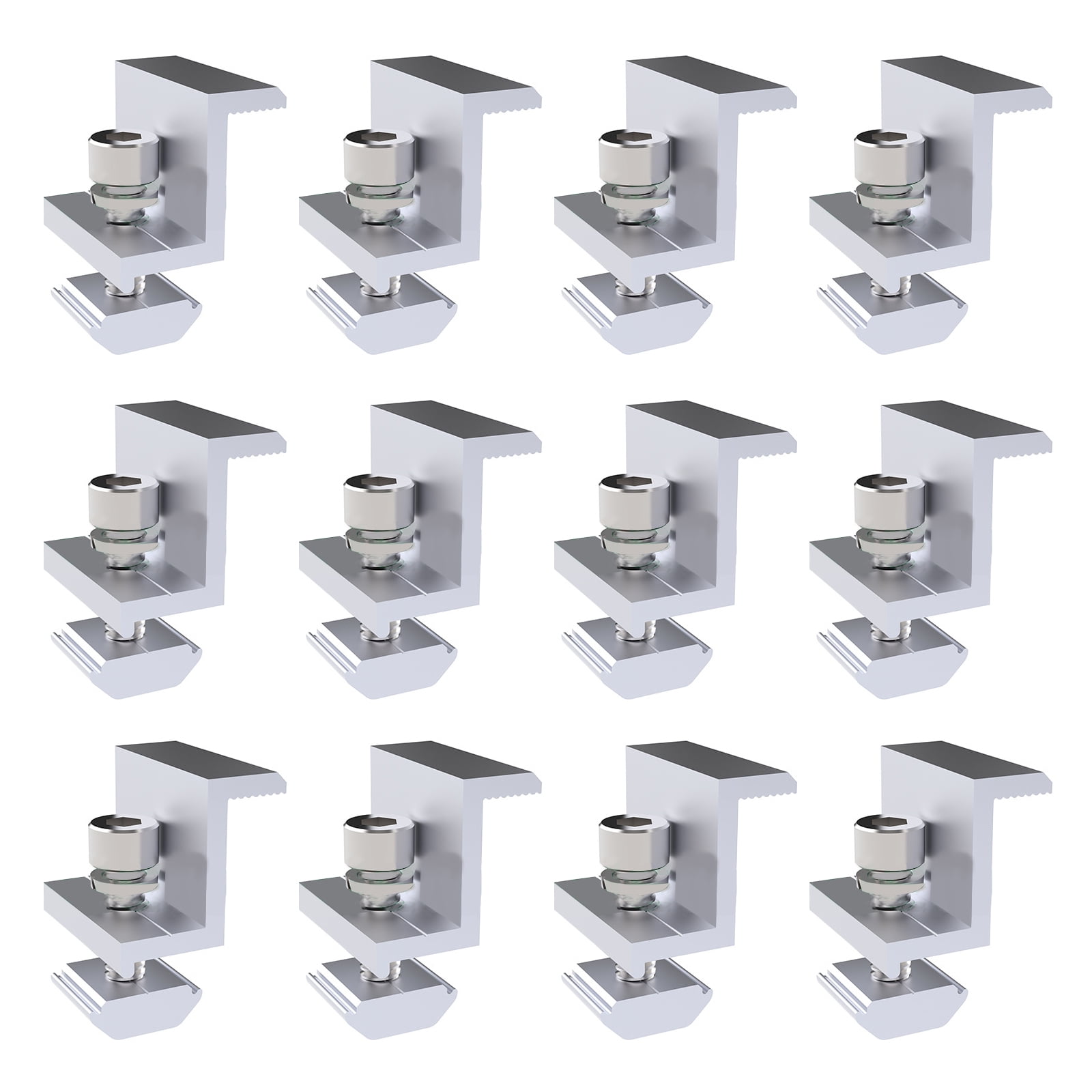 TONKBEEY 12Pieces Solar End Clamp Z Bracket Adjustable Solar Panel Mounting Bracket Clamp