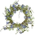 thumbnail image 1 of TONKBEEY 20 Inch Artificial Flower Wreath Beautiful Silk Spring Wreath for The Front Door, Home Decor Weddings,Purple florets, Purple Blue Daisy with Green Leaves, 1 of 15