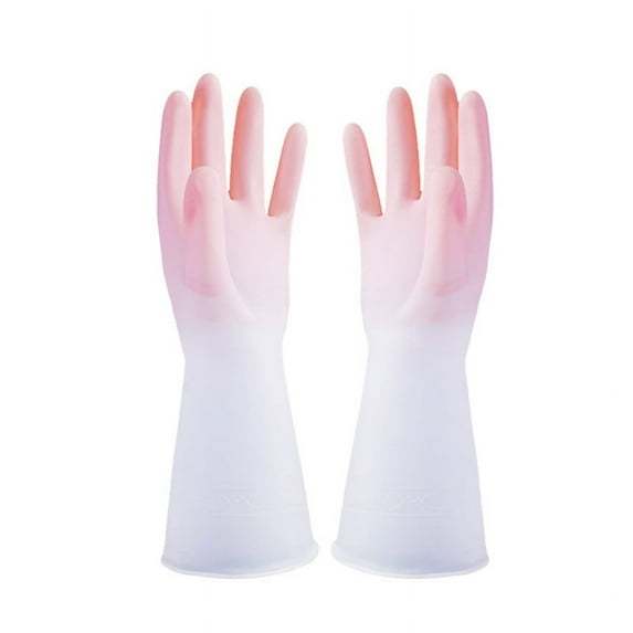 TONKBEEY 3 Pairs Reusable Dishwashing Cleaning Gloves Household Gradient Color Housework Waterproof Kitchen Rubber Mittens