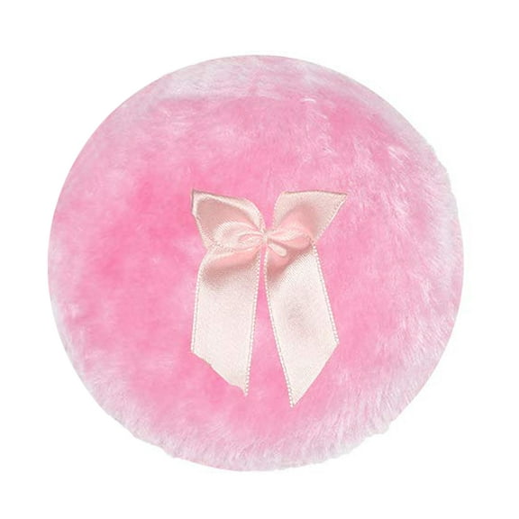 TONKBEEY 4 Inch Large Fluffy Powder Puff for Body Transparent Plastic Bag Sealed Round Powder Loose Puff with Ribbon Bow Handle