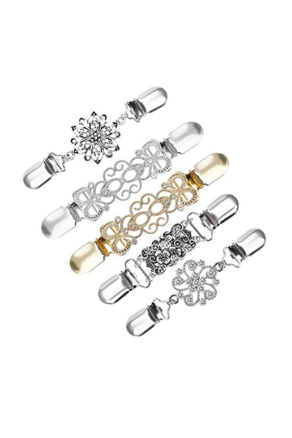 5PCS Fit Dresses Cinch Clips Scarf Clip Retro Cardigan Collar Clips Shirt Clip Shawl Clips Sweater Collar Clips Set