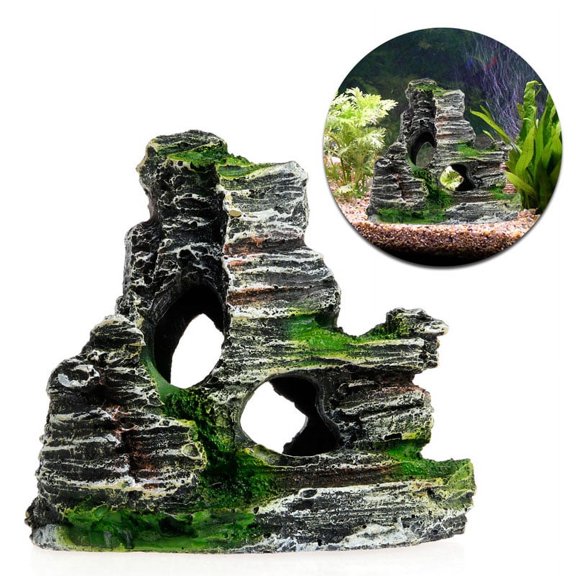 TONKBEEY Aquarium Decoration Resin Rock Mountain Stone Cave for Betta Hiding Play & Sleep