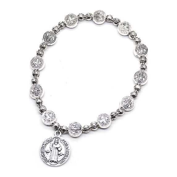 TONKBEEY Catholic Saint Benedict Adjustable Bracelet Fashion Religious Beaded Bracelets