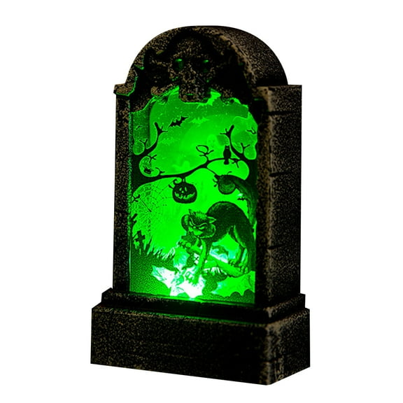 TONKBEEY Halloween LED Light Ornaments Luminous Tombstone Ghost Pumpkin Skeleton Lantern Scary Night Lamp Party Decoration