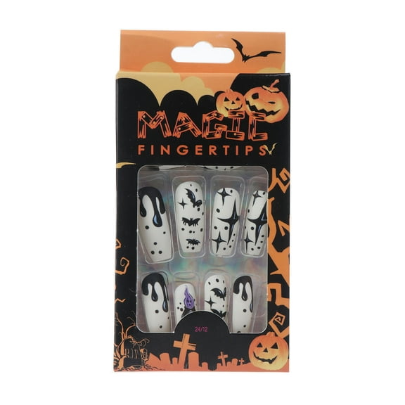 TONKBEEY Halloween Press on Nails Coffin False Nails Full Cover Matte Stiletto Fake Nails