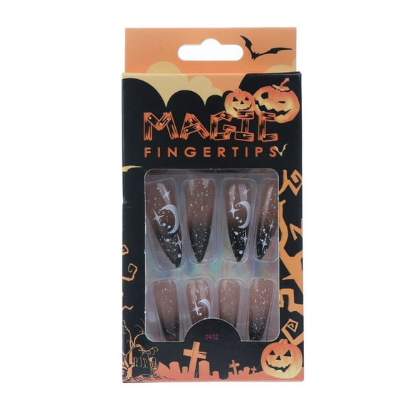 TONKBEEY Halloween Press on Nails Coffin False Nails Full Cover Matte Stiletto Fake Nails