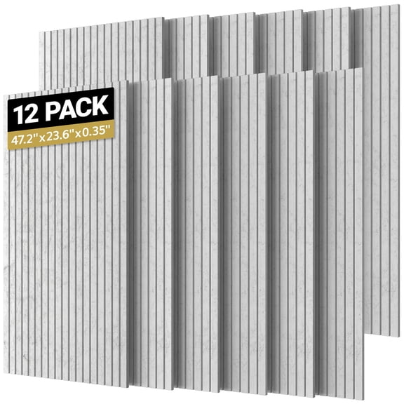 TONOR 12 Pack Large Acoustic Panels,47.2" X 23.6" X 0.35" Acoustical Wall Panel, Self-Adhesive Sound Proof Panels, Decorative Soundproof Wall Panels for Echo Absorption for Home Studio, Grey
