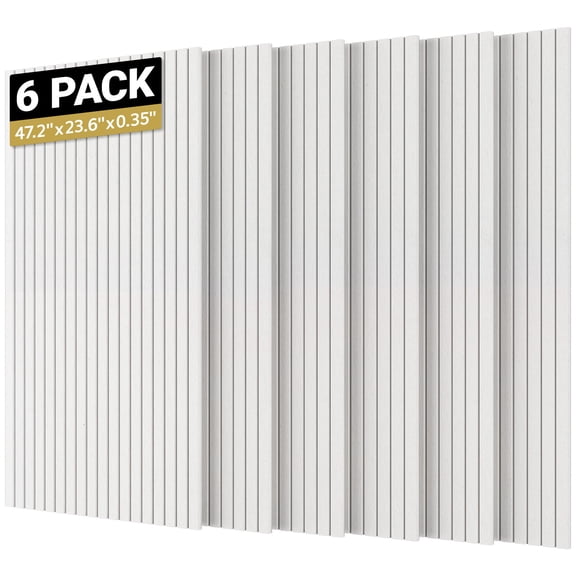 TONOR 6 Pack Large Acoustic Panels,47.2" X 23.6" X 0.35" Acoustical Wall Panel, Self-Adhesive Sound Proof Panels, Decorative Soundproof Wall Panels for Echo Absorption for Home Studio Office, White