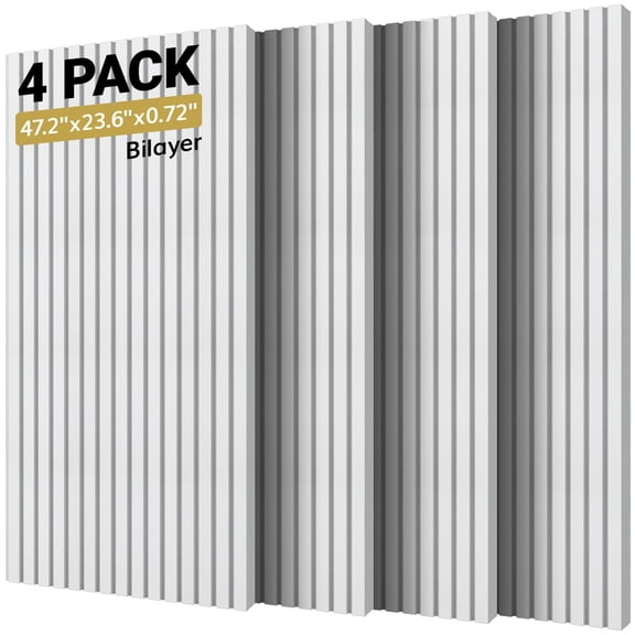TONOR Dual-Layer Thickened Acoustic Wall Panels Self Adhesive, 4 pack 47.2"x23.6"x0.72" High Density Large Sound Proof Panels for Walls, Peel and Stick Wall Panels for Interior Wall Décor, White