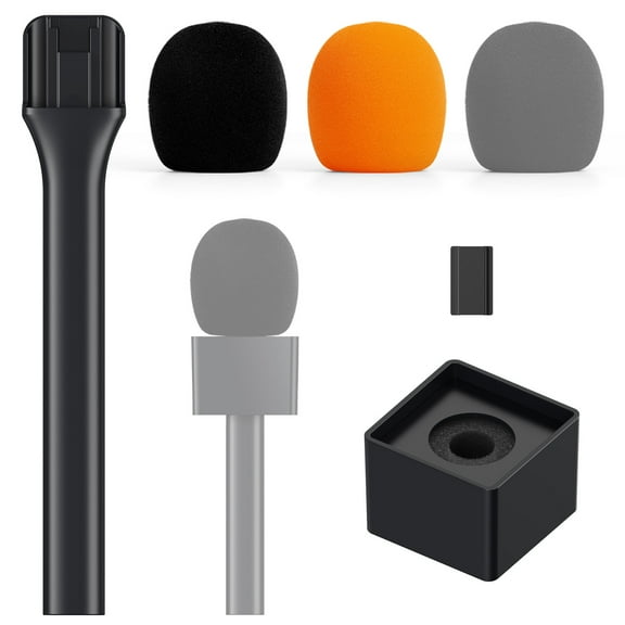 TONOR Mic Handle for DJI RODE Microphone, Handheld Mic Stand for Wireless GO, Interview Microphone Rig for All Lavalier Mic, Wireless Mic Adapter for Vlogging, Interview, Podcast, Reports, TP20