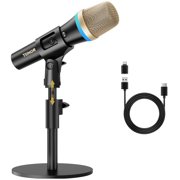 TONOR USB Dynamic Microphone for Podcast Gaming Mic with RGB for Recording, Live Streaming, YouTube, Singing, Studio, Tiktok Microfono with Quick Mute& Stand Compatible with PC/Cellphone TypeC