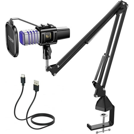 TONOR USB Gaming Microphone, RGB Streaming Microfono Set, PC Podcast Recording Computer Mic TC30S+