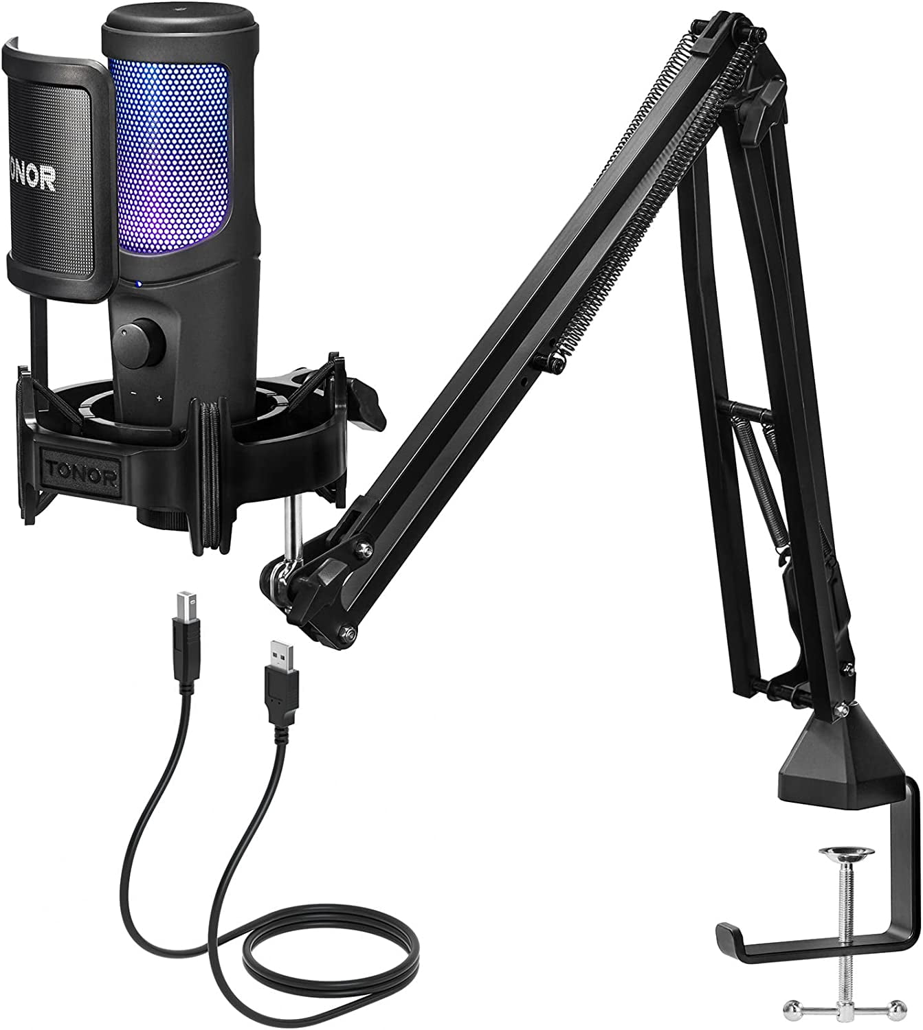 TONOR USB Microphone, Gaming RGB Microfono, PC Podcast Recording