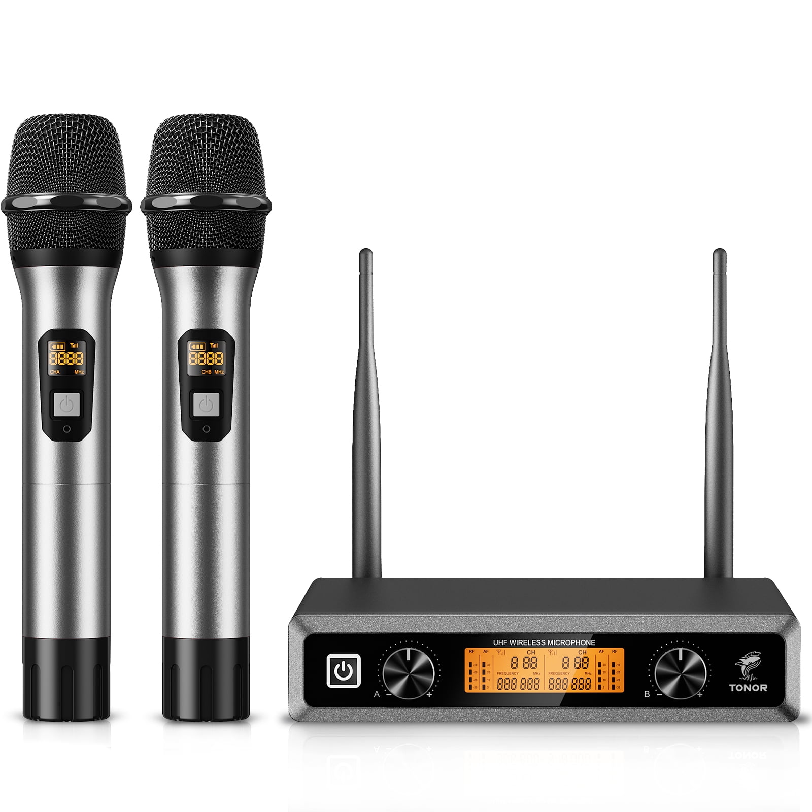 Wireless Microphone,Metal Dual Professional UHF Cordless Dynamic Mic Handheld Mic, (TW-820)