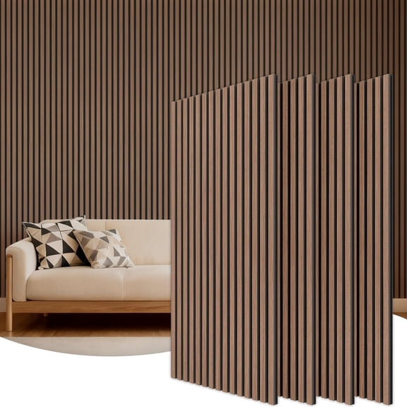 TONOR Wood Wall Panels for Interior Wall Decor, 2 Pack 47.2"x23.6"(15.5ft²) Wood Slat Acoustic Panels, Soundproof Wall Panels for Noise Cancelling and Decoration, Living Room, Bedroom, Office, Walnut