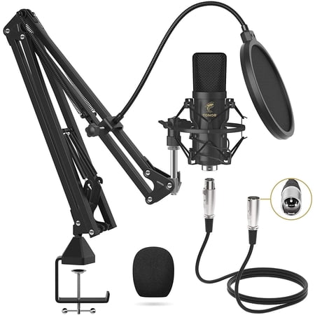 TONOR XLR Condenser Microphone, Professional Cardioid Studio Mic Kit with T20 Boom Arm (TC20)