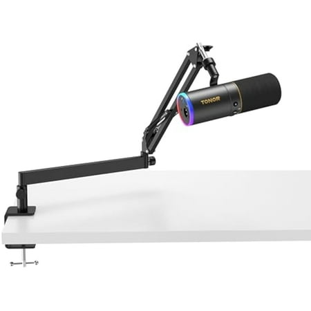 TONOR XLR/USB Gaming Microphone Kit, RGB Dynamic PC Mic for Streaming Podcasting with Low Profile Boom Arm, Metal Recording Mic w/ Gain Control, Mute, Monitoring for Mac Android Tablet PS4/5 TD520S+