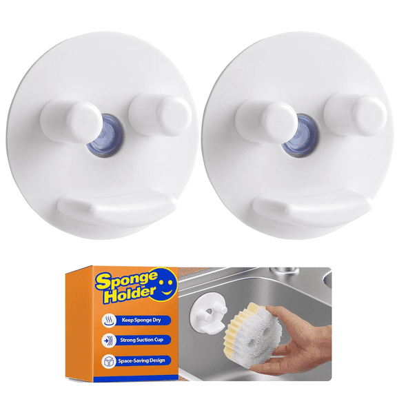 TONOS Sponge Holder For Scrub Daddy Mommy Sponge Kitchen Sink Caddy Organizer Storage with Suction Cup Dishwasher Safe Self Draining 2 Pack White