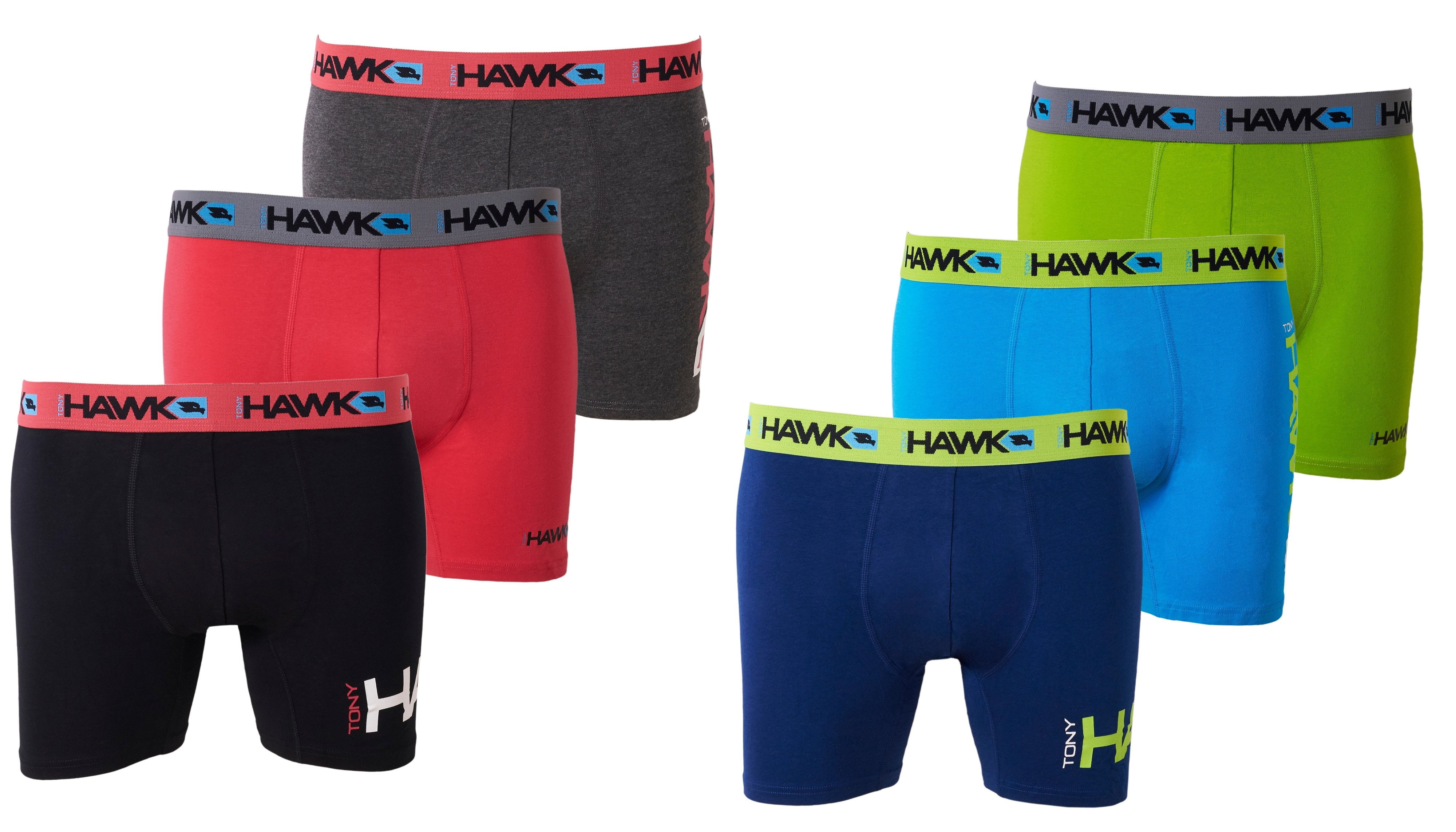 TONY HAWK Mens Athletic Underwear - 6-Pack Stretch Athletic Boxer ...