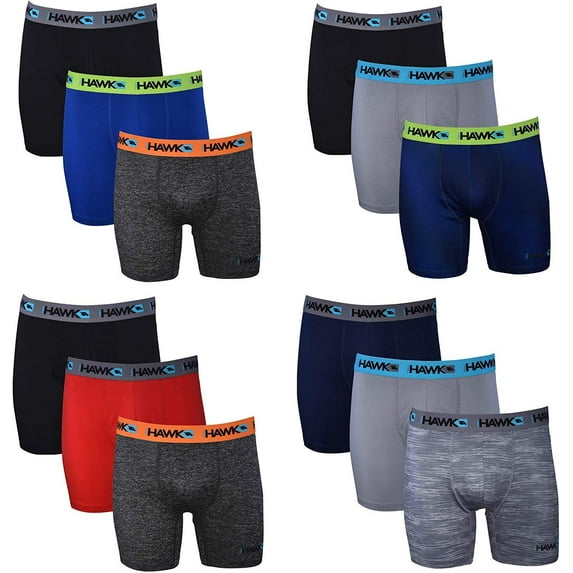 TONY HAWK Mens Performance Boxer Briefs - 12-Pack Athletic Fit No Fly Breathable Tagless Underwear S-5XL Regular or Plus Size