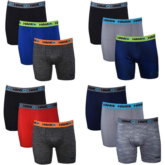 TONY HAWK Mens Performance Boxer Briefs - 12-Pack Athletic Fit No Fly Breathable Tagless Underwear S-5XL Regular or Plus Size