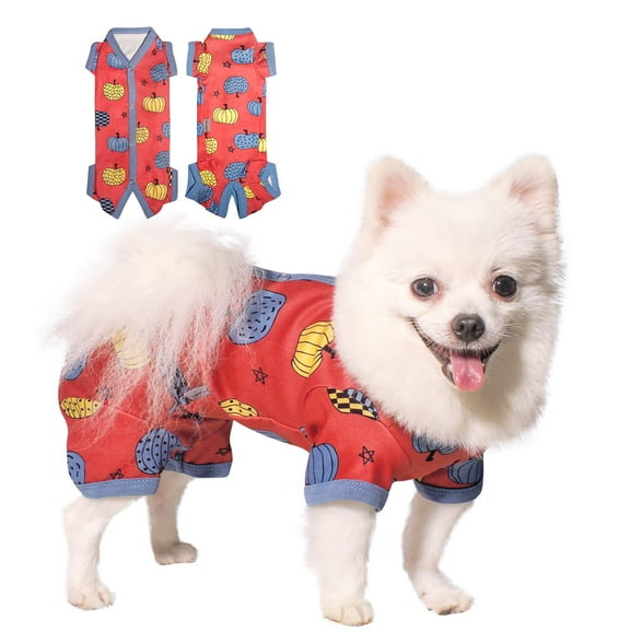 TONY HOBY Dog Pajamas, Pet Clothes to Keep Warm in Cold Weather, Dog Jumpsuit for Small Medium Dog (Red&Bue, Girl, M)