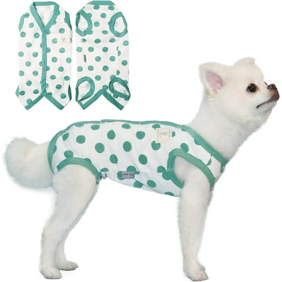 TONY HOBY Pet Clothes Sleeveless Dog Pajamas Dog Jumpsuit PJS with Stripes for Summer Girl Green, XL