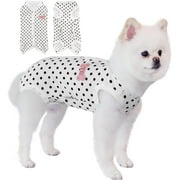 TONY HOBY Summer Dog Pajamas, Dog Sleeveless Onesies, Soft Breathable Dog Jumpsuit with Polka Dots (Black, L)