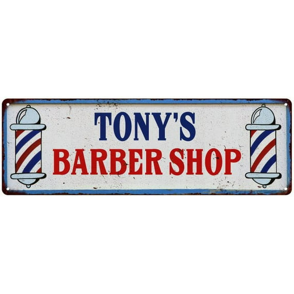 TONY'S Barber Shop Hair Salon Gift Metal Sign Retro 6x18 206180031471