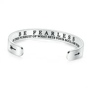TONY & SANDY Inspirational Bracelet for Women Her Best Friends Be Fearless in What Sets Your Soul on Fire Cuff Bracelet Female Teen Girls Birthday Christmas Jewelry Stainless Steel Mantra Cuff