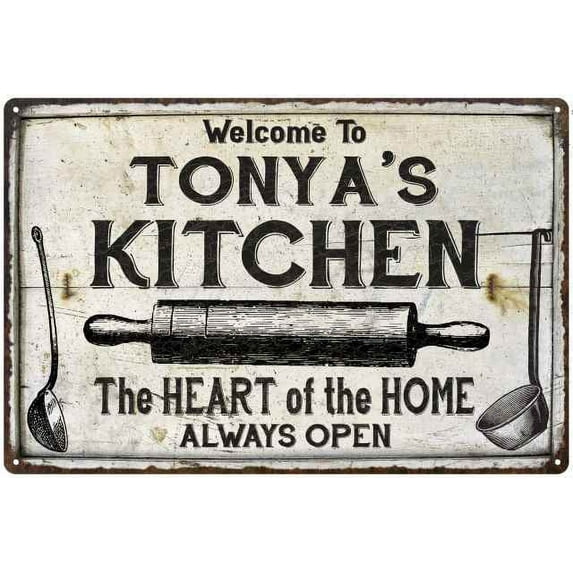 TONYA'S Kitchen Farmhouse Sign 8 x 12 Matte Finish Metal 108120033212