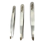 TOOBA Eyebrow Tweezer-Slant Tip Tweezer-Best Precision Stainless Steel Tweezers-Set of Three Tweezers