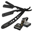 thumbnail image 1 of Professional Barber Straight Edge Safety Razor, Shaving Razor 100% Stainless Steel with Free 100-Pack Derby Blades and Leather case - by TOOBA, 1 of 3