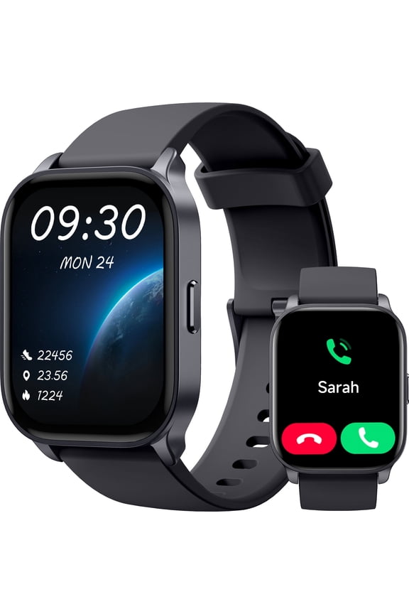 Smart Watch, Answer/Make Calls, 2.01''HD Touchscreen IP68 Waterproof, Fitness Smartwatch for Women Men Compatible Android iPhone, Black