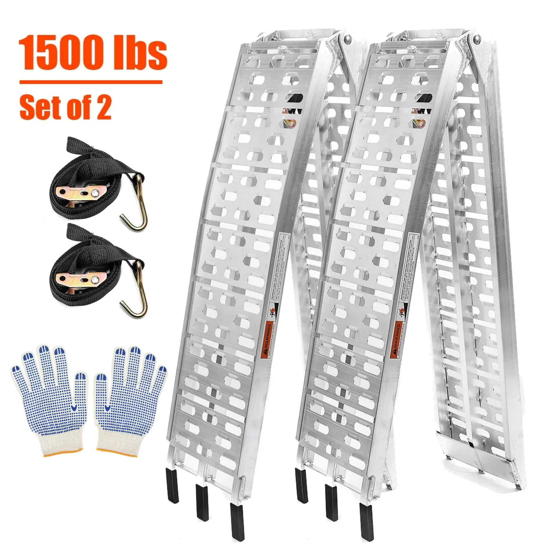 TOOCA Aluminum Loading Ramps 1500 lbs 7.5 FT, 2Pcs Folding HeavyDuty ATV and UTV Ramps for