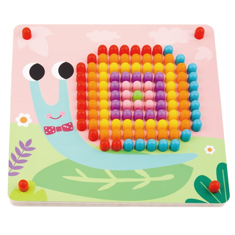TOOKYLAND Button Art Toy 222pcs Mushroom Nails Mosaic Pegboard Color Matching Educational Game with Storage Bag for Kids 3 Years