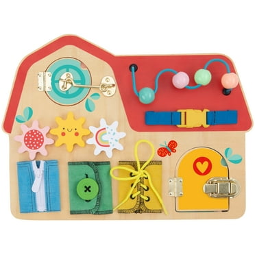 TOOKYLAND Wooden Busy Board - Montessori Activity Board, Preschool Learning Sensory Toy for Kids 3 Years Old +
