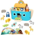 thumbnail image 1 of TOOKYLAND Wooden Noah's Ark Playset - Animal Shape Sorter, Toy for Toddlers 2 Year Old +, 1 of 9